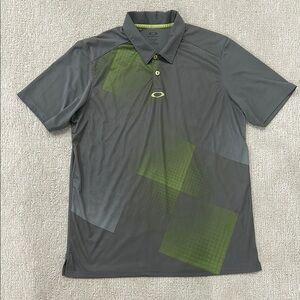 Oakley Men's Gray and Green Polo Shirt